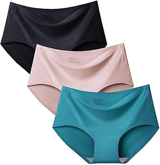 FASHION BONES Women's Seamless Panties Traceless High Coverage Mid Waist Hipster Panties (Random Colour) - Set of 2 (Sizes-S to XXL)