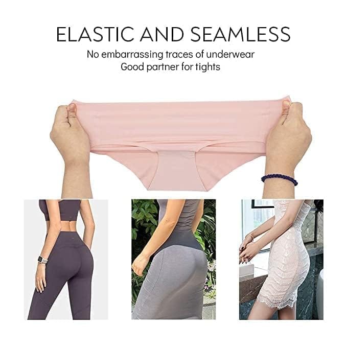 FASHION BONES Women's Seamless Panties Traceless High Coverage Mid Waist Hipster Panties (Random Colour) - Set of 2 (Sizes-S to XXL)