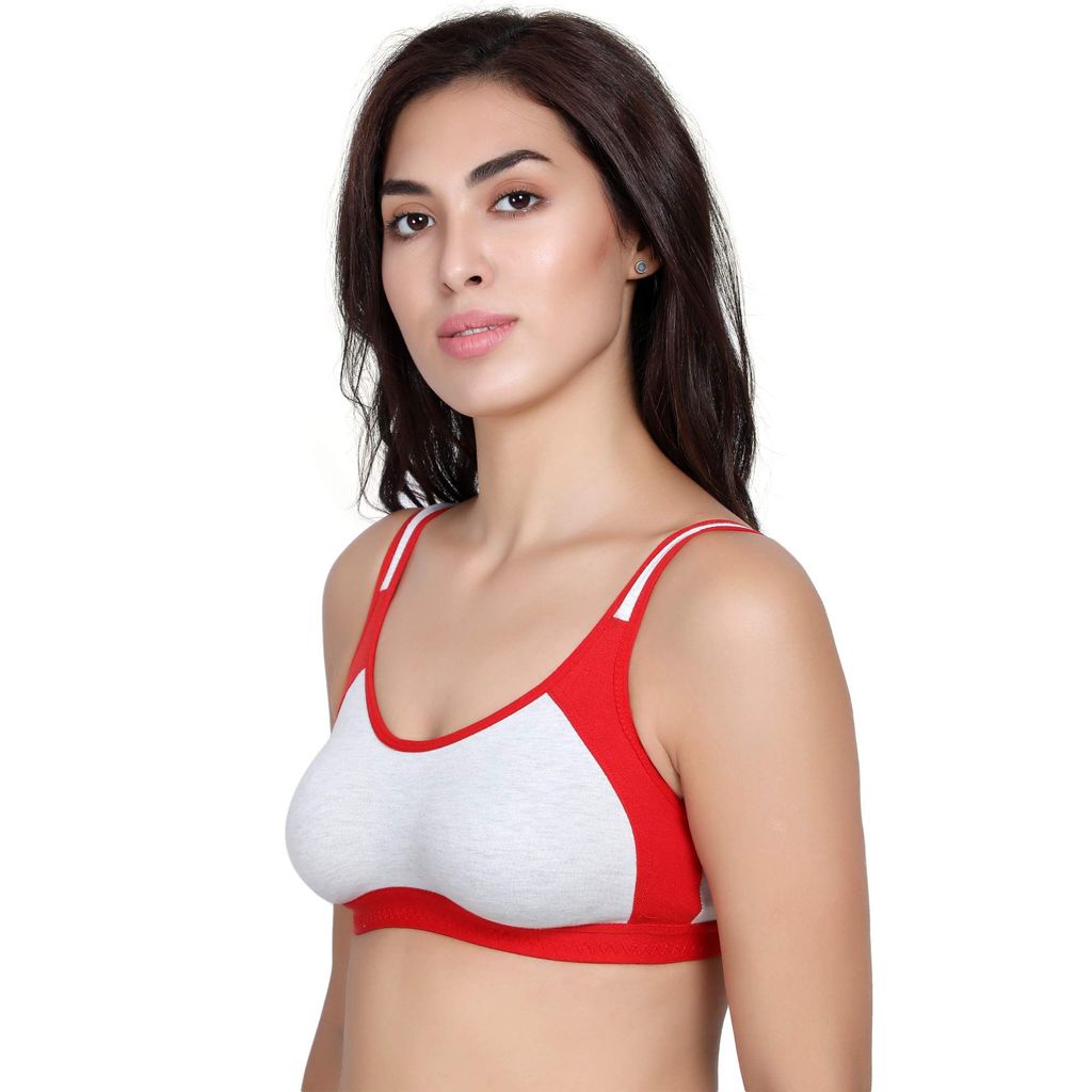 Fashion Bones - Women's Cotton Non Padded Non-Wired Sports Bra (Pack of 3)