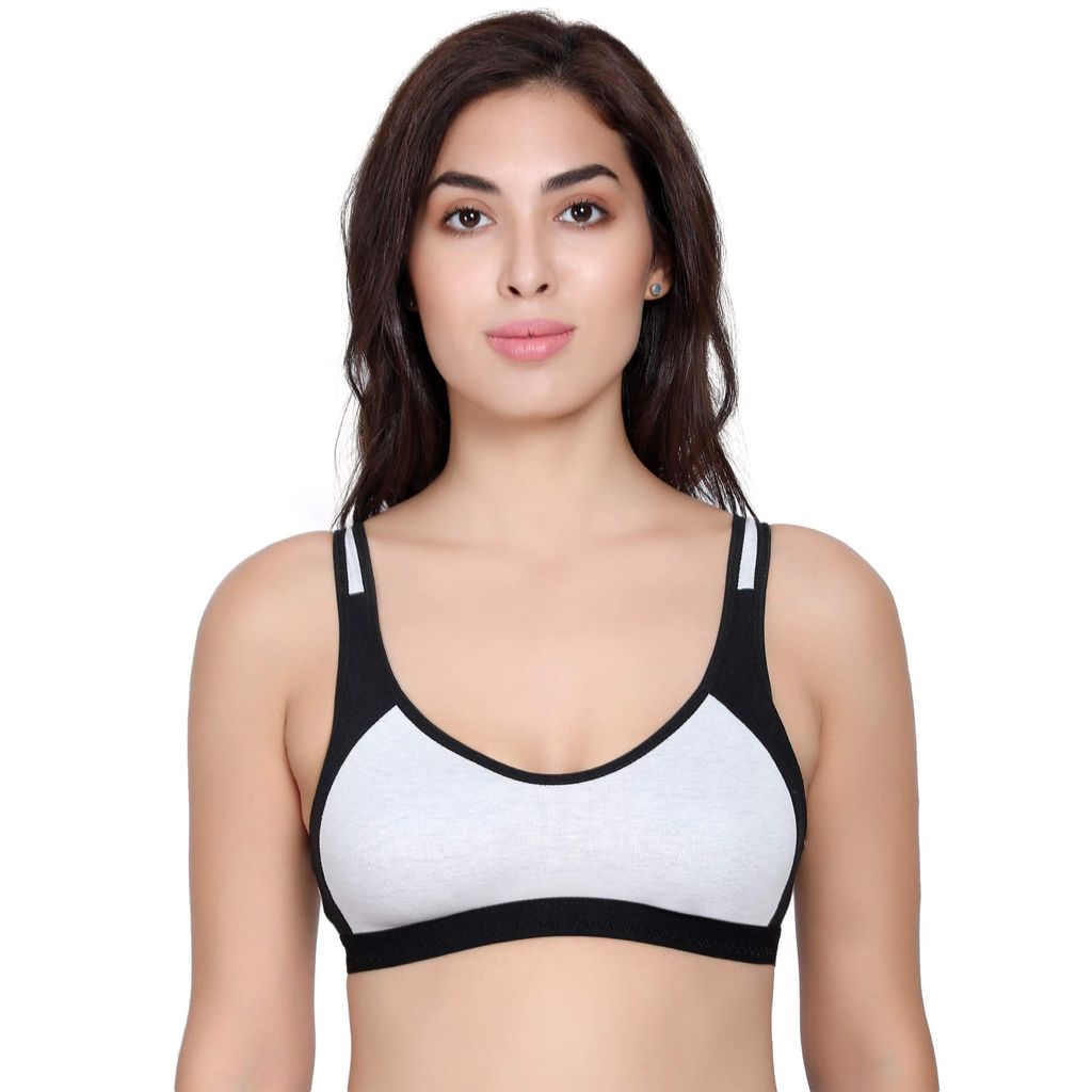 Fashion Bones - Women's Cotton Non Padded Non-Wired Sports Bra (Pack of 3)