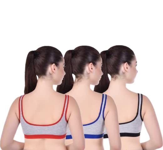 Fashion Bones- Women Cotton Blend Non Padded Full Coverage Sports Bra Pack of 2