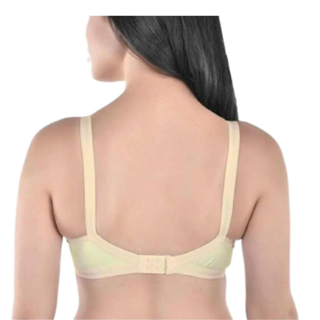 FASHION BONES Women's Cotton Cross Bra | Full Coverage, Non-Padded | Daily Use Cotton Bra | White & Beige | Combo (Pack of 2)