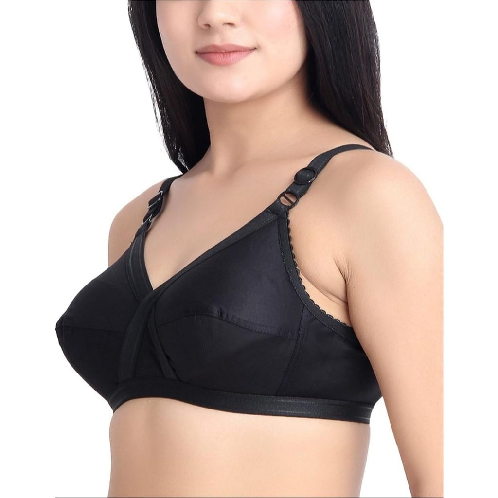 FASHION BONES Women's Cotton Cross Bra | Full Coverage, Non-Padded | Daily Use Cotton Bra | White & Beige | Combo (Pack of 2)