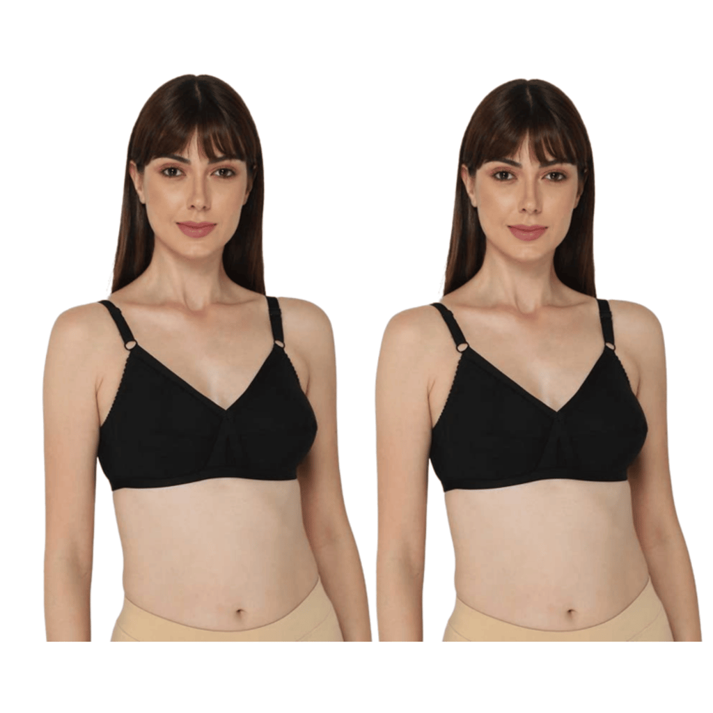 FASHION BONES Women's Cotton Cross Bra | Full Coverage, Non-Padded | Daily Use Cotton Bra | White & Beige | Combo (Pack of 2)