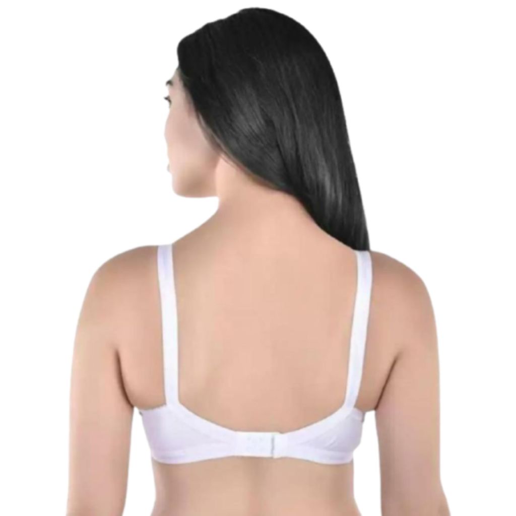 FASHION BONES Women's Cotton Cross Bra | Full Coverage, Non-Padded | Daily Use Cotton Bra | White & Beige | Combo (Pack of 2)
