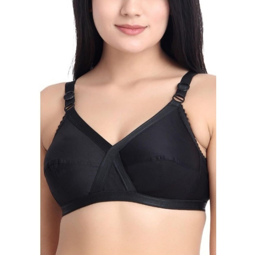 FASHION BONES Women's Cotton Cross Bra | Full Coverage, Non-Padded | Daily Use Cotton Bra | White & Beige | Combo (Pack of 2)