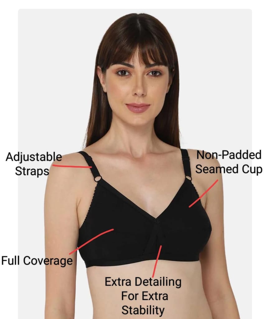 FASHION BONES Women's Cotton Cross Bra | Full Coverage, Non-Padded | Daily Use Cotton Bra | White & Beige | Combo (Pack of 2)