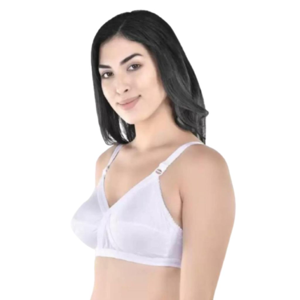 FASHION BONES Women's Cotton Cross Bra | Full Coverage, Non-Padded | Daily Use Cotton Bra | White & Beige | Combo (Pack of 2)