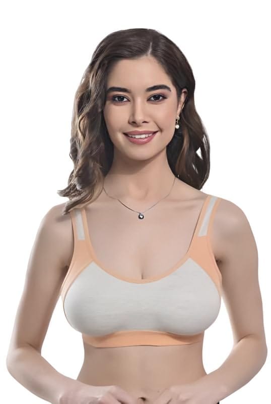 FASHION BONES Women's Everyday Cotton Sports Bra | Support - Ideal for Active Women | Non Padded | Gym | Running | Full Coverage, Breathable & Stylish
