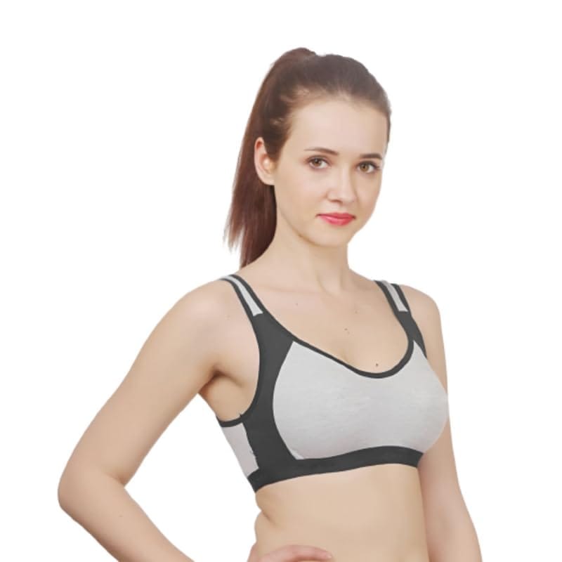 FASHION BONES Women's Everyday Cotton Sports Bra | Support - Ideal for Active Women | Non Padded | Gym | Running | Full Coverage, Breathable & Stylish