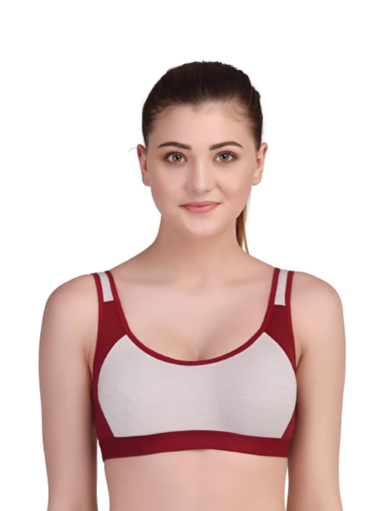 FASHION BONES Women's Everyday Cotton Sports Bra | Support - Ideal for Active Women | Non Padded | Gym | Running | Full Coverage, Breathable & Stylish