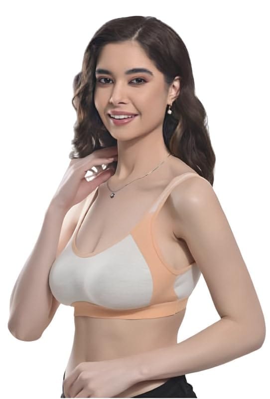 FASHION BONES Women's Everyday Cotton Sports Bra | Support - Ideal for Active Women | Non Padded | Gym | Running | Full Coverage, Breathable & Stylish
