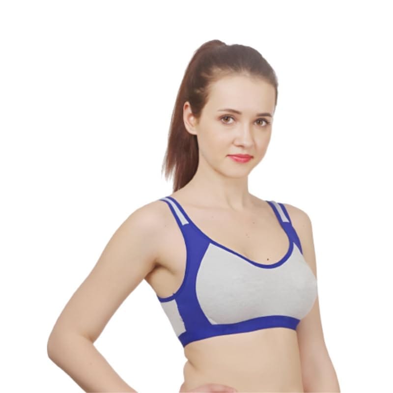 FASHION BONES Women's Everyday Cotton Sports Bra | Support - Ideal for Active Women | Non Padded | Gym | Running | Full Coverage, Breathable & Stylish
