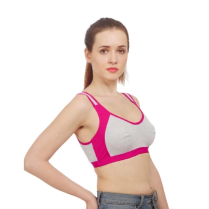 FASHION BONES Women's Everyday Cotton Sports Bra | Support - Ideal for Active Women | Non Padded | Gym | Running | Full Coverage, Breathable & Stylish