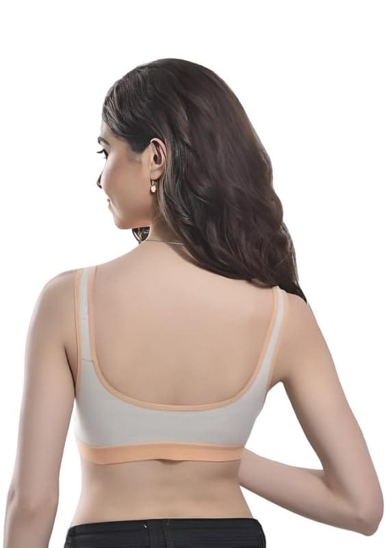 FASHION BONES Women's Everyday Cotton Sports Bra | Support - Ideal for Active Women | Non Padded | Gym | Running | Full Coverage, Breathable & Stylish