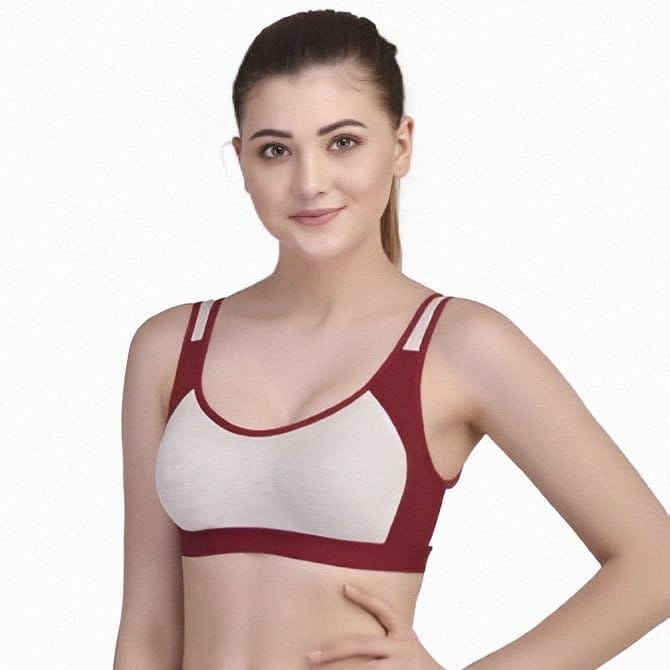 FASHION BONES Women's Everyday Cotton Sports Bra | Support - Ideal for Active Women | Non Padded | Gym | Running | Full Coverage, Breathable & Stylish