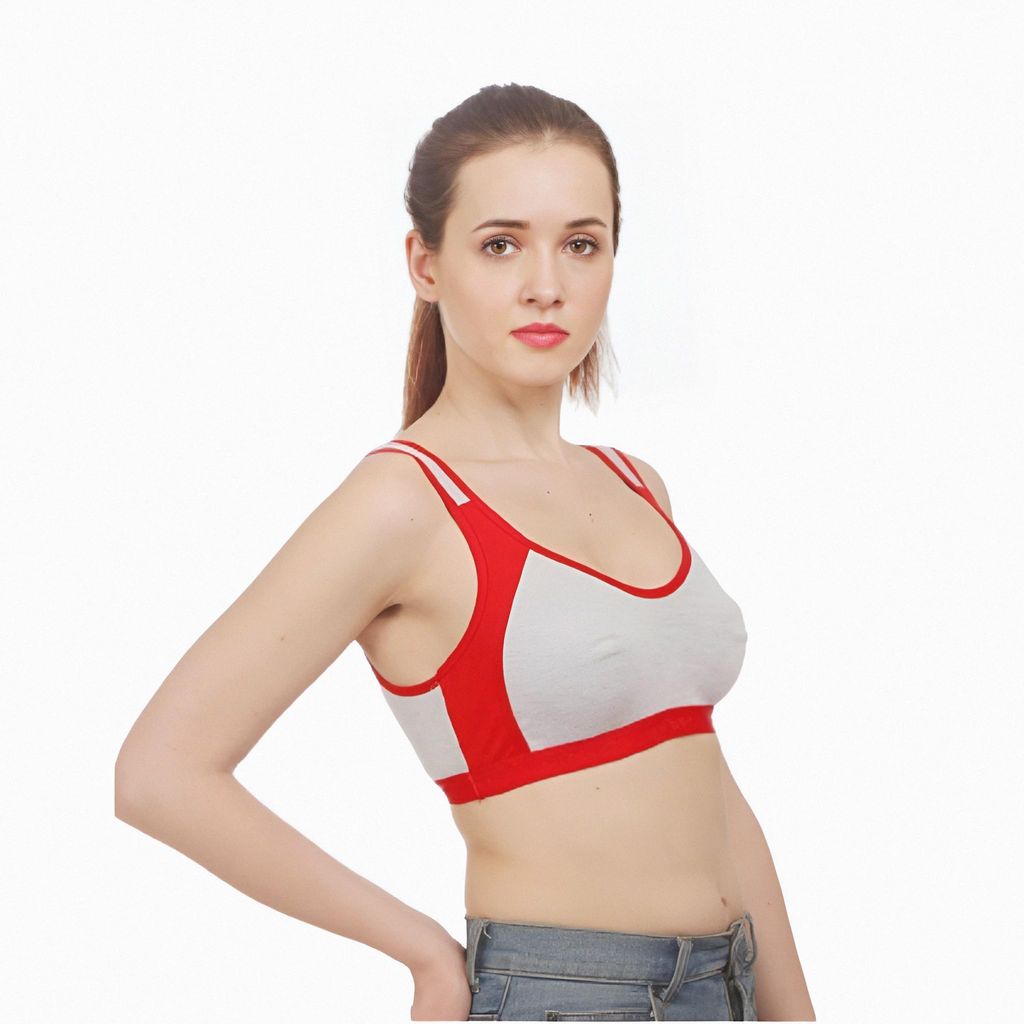 FASHION BONES Women's Everyday Cotton Sports Bra | Support - Ideal for Active Women | Non Padded | Gym | Running | Full Coverage, Breathable & Stylish
