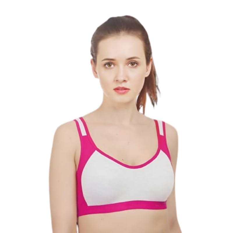 FASHION BONES Women's Everyday Cotton Sports Bra | Support - Ideal for Active Women | Non Padded | Gym | Running | Full Coverage, Breathable & Stylish