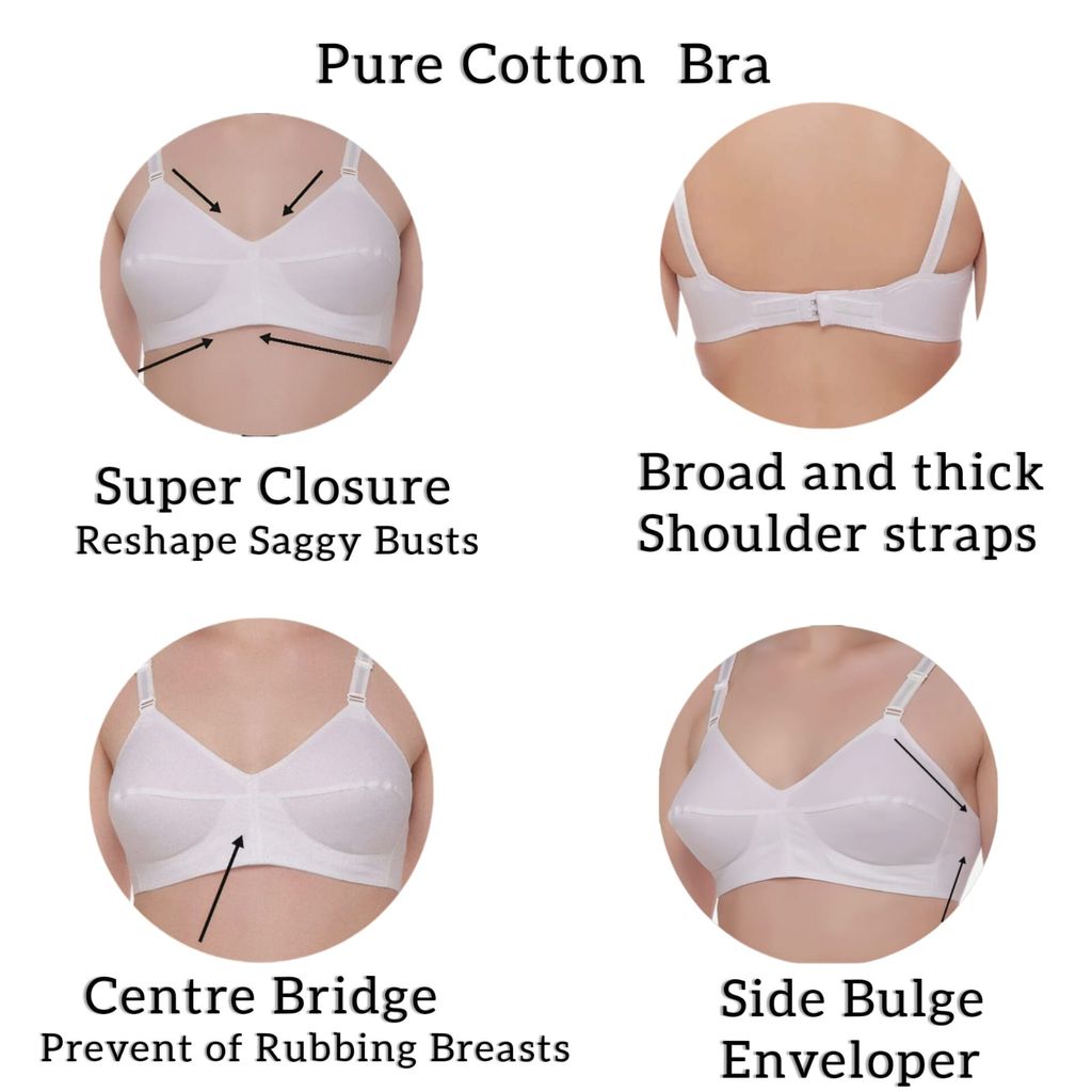 FASHION BONES Pure Cotton Non Padded Wire Free Dailywear Bra in Combo Pack of 2