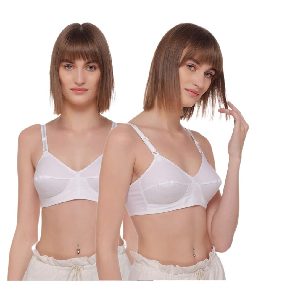 FASHION BONES Pure Cotton Non Padded Wire Free Dailywear Bra in Combo Pack of 2