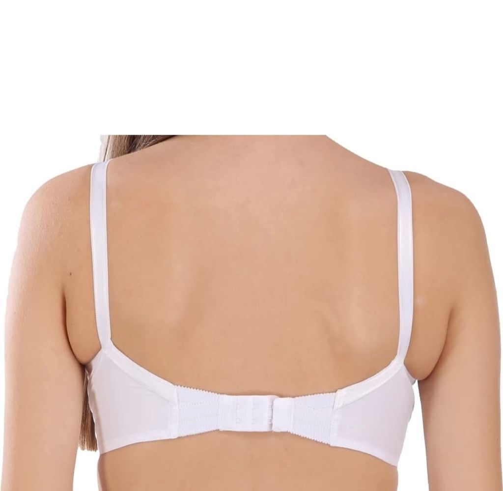 Cotton Bra for Teenager and Women, Non Padded, Non Wired, Full Coverage (32 B) Pack of 2 White
