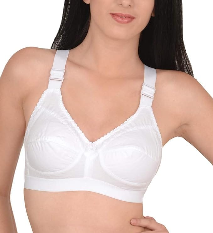 FASHION BONES Cotton Bra with Broad Straps for Heavy Bust Women and Teenage Girls - Wire Free, Non Padded, Maximum Support and Comfort Pack of 2