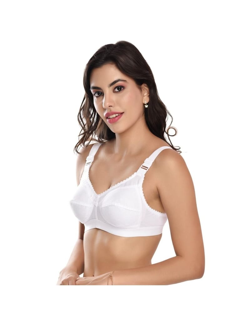 FASHION BONES Cotton Bra with Broad Straps for Heavy Bust Women and Teenage Girls - Wire Free, Non Padded, Maximum Support and Comfort Pack of 2