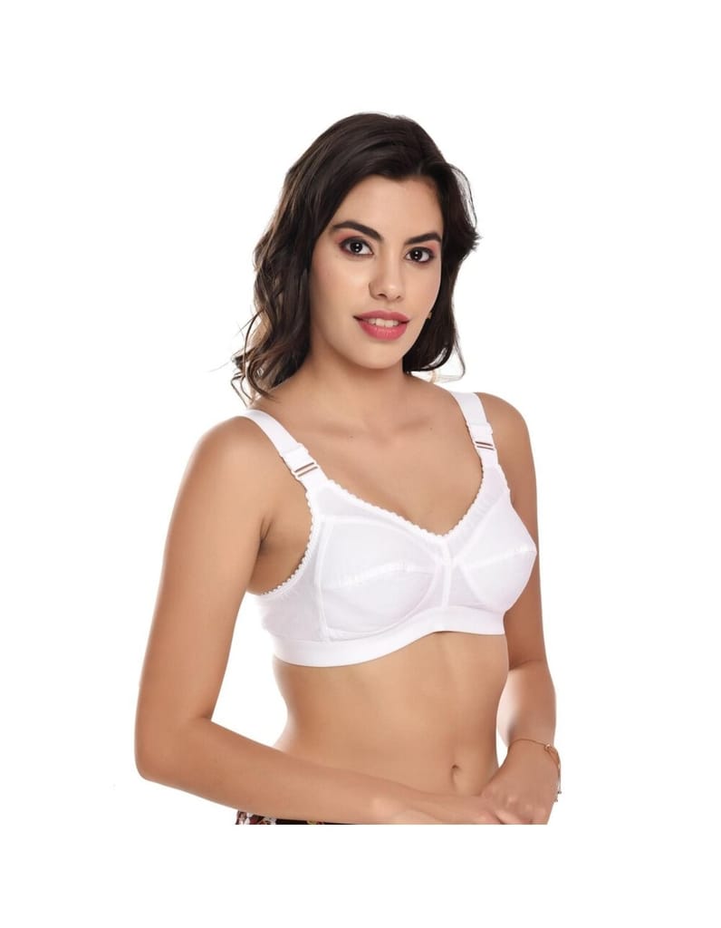 FASHION BONES Cotton Bra with Broad Straps for Heavy Bust Women and Teenage Girls - Wire Free, Non Padded, Maximum Support and Comfort Pack of 2