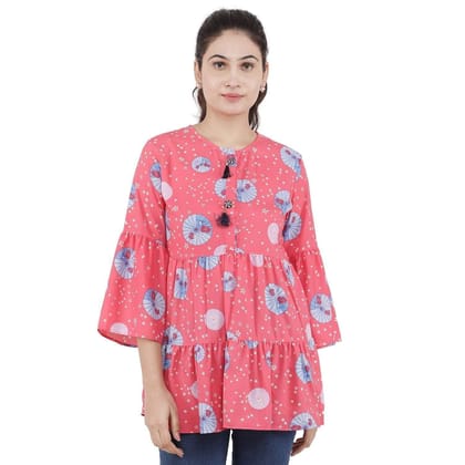 KULFI Women's Pink Printed Polyester Tunic KULFI Women's Pink Printed Polyester Tunic