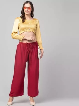 Women's Rayon Maroon Palazzo