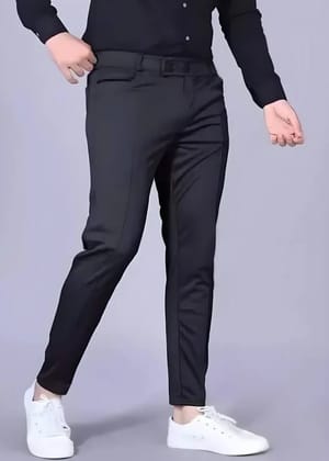 Solid Men Black Track Pants Solid Men Black Track Pants