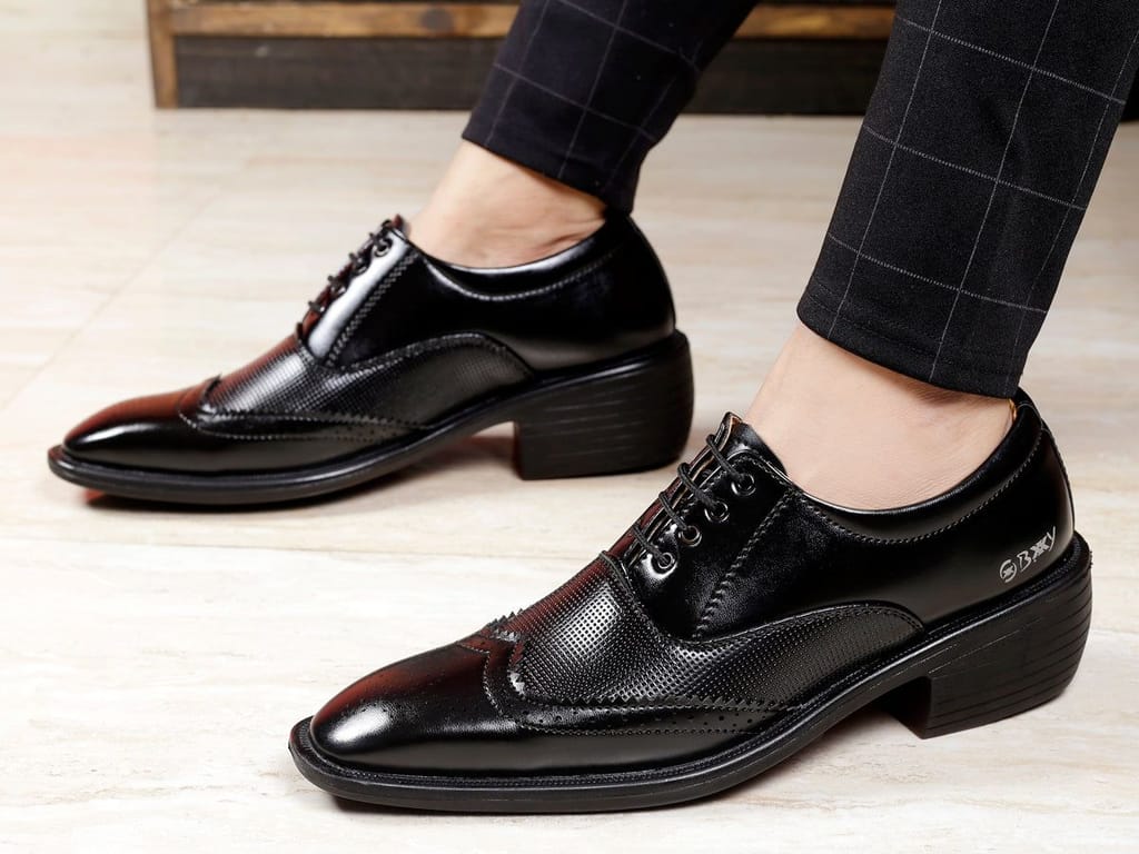 Men's Stylish Full Brogue Height Increasing Lace-up Shoes - Formal Shoes | Buy online on ZillyBuy