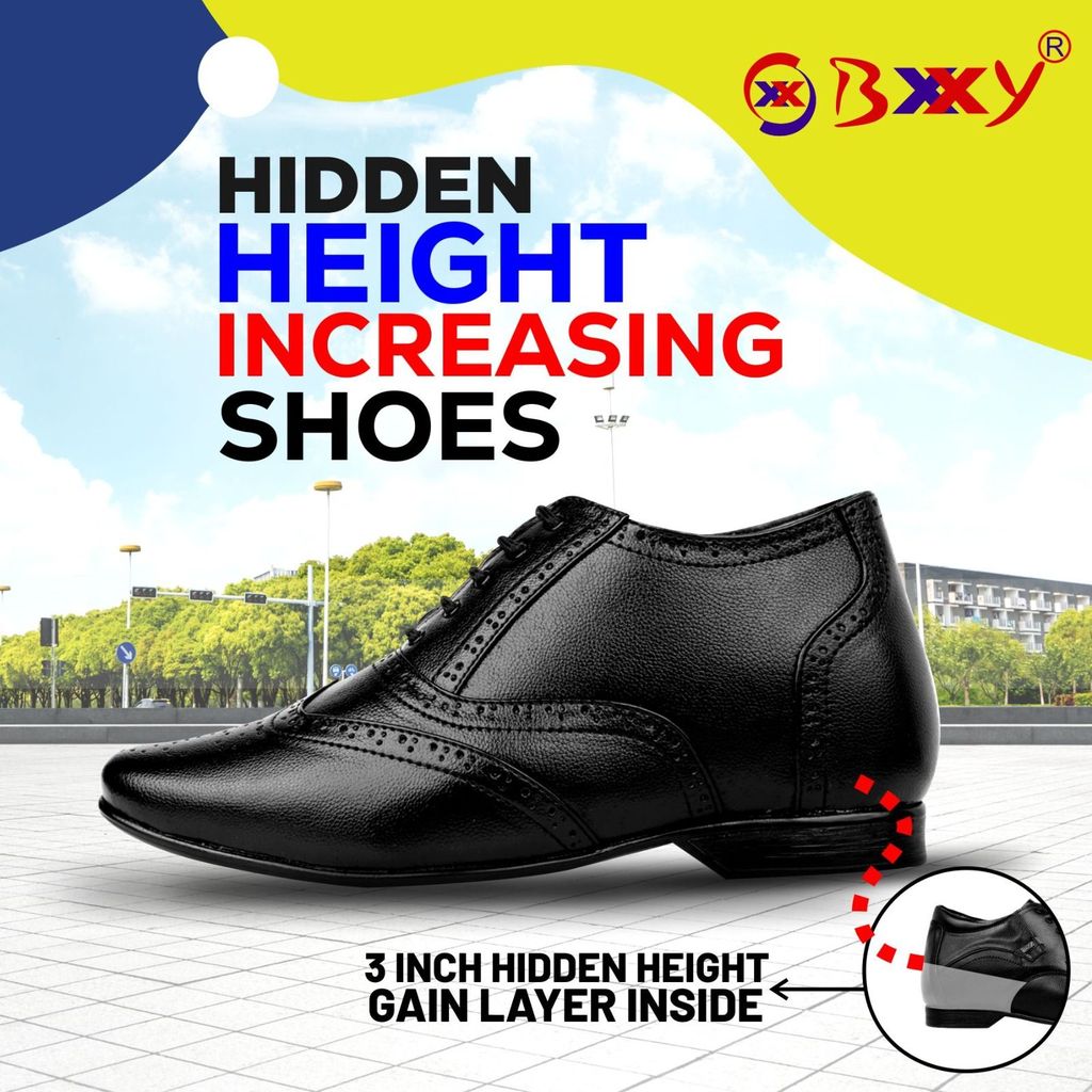 Men's 3 Inch Hidden Height Increasing Formal Work Wear Brogue Oxford Shoes - Formal Shoes | Buy online on ZillyBuy