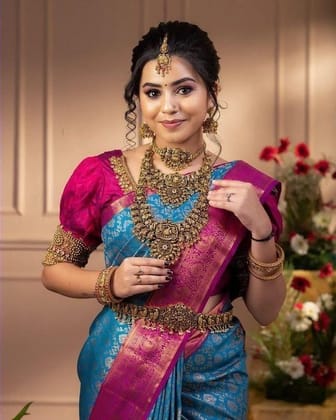 Lemon Yellow Zari Work Banarasi Saree With Blouse Piece