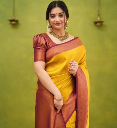 Sky Blue Zari Work Silk Saree With Blouse Piece