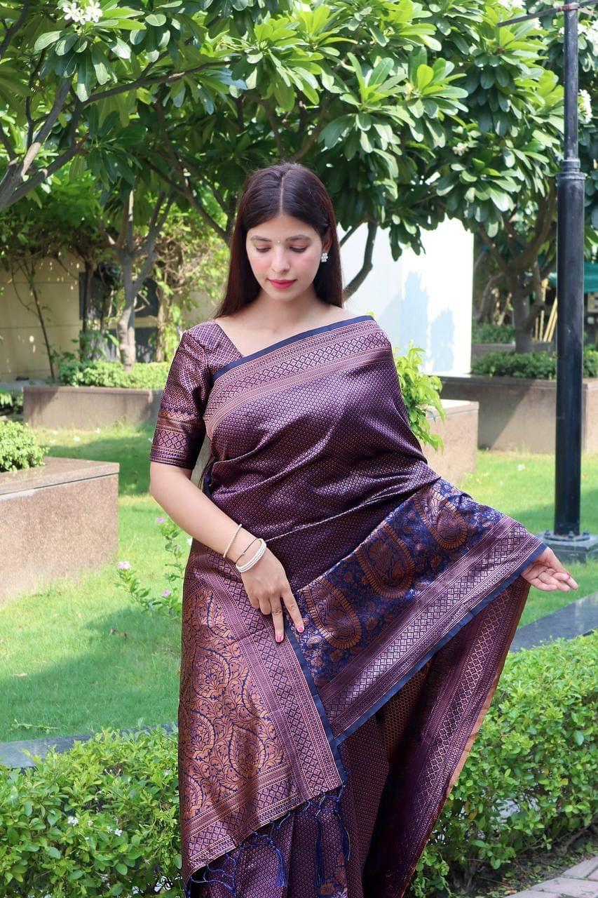 Lemon Yellow Zari Work Silk Saree With Blouse Piece