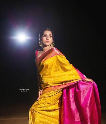 Dark Peach Color Zari Work Silk Saree With Blouse Piece