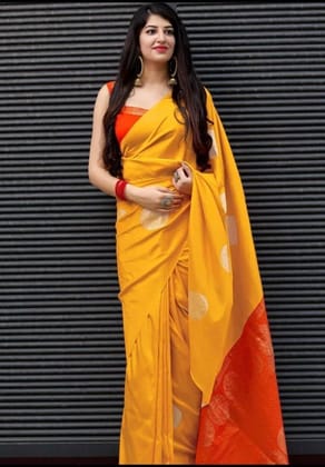 Dark Peach Zari Work Silk Saree With Blouse Piece
