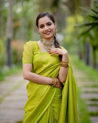 Stunning Brown and Black Zari Work Silk Saree With Blouse Piece