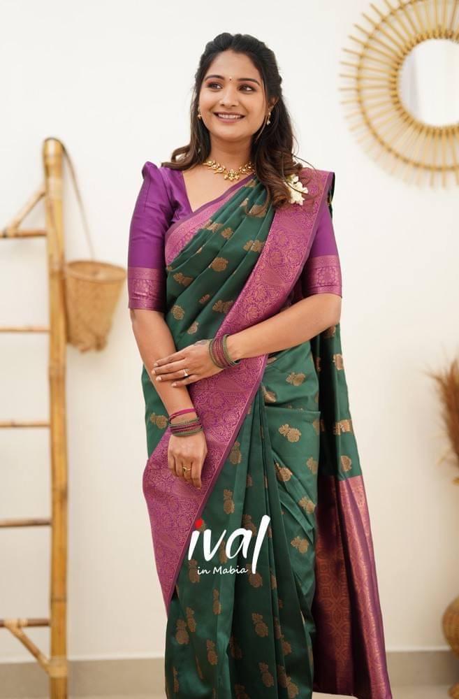 Aqua Blue Zari Work Silk Saree With Blouse Piece