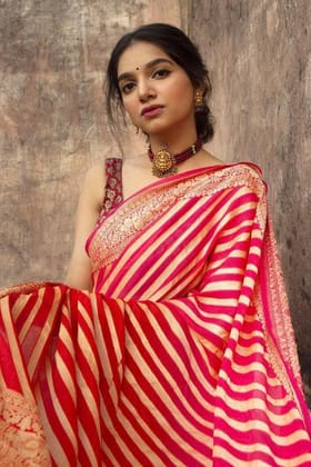 Bottle Green Zari Work Silk Saree With Blouse Piece