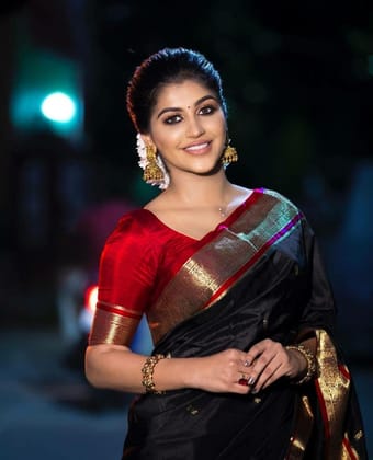 Light Blue Zari Work Silk Saree With Blouse Piece