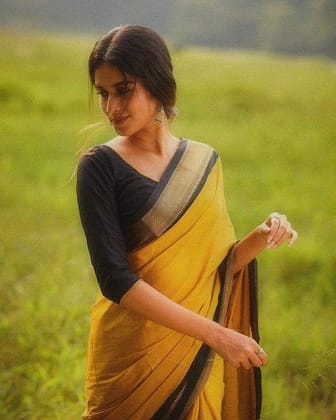 Stunning Orange Saree With Dark Green Border Zari Work Silk Saree With Blouse Piece