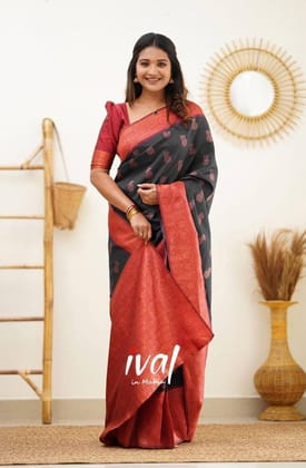 Shiny Yellow Zari Work Silk Saree With Blouse Piece