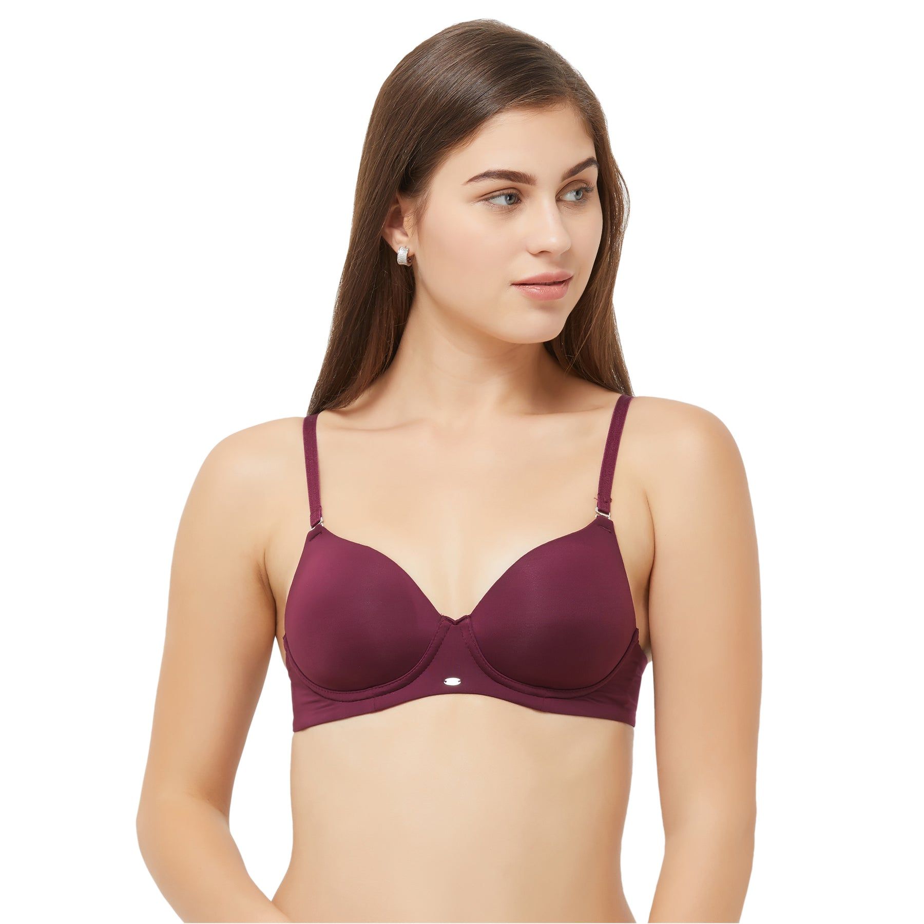 CB-125 SEMI/MEDIUM COVERAGE PADDED NON-WIRED T-SHIRT BRA WITH DETACHABLE STRAPS COLOUR : WALMART-WINE