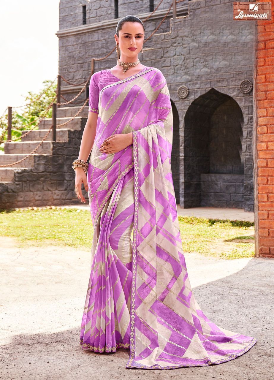 Multicolor Color Sparkle Chiffon Saree With Embroidery Border And Fancy Resham Embroidery Blouse Piece