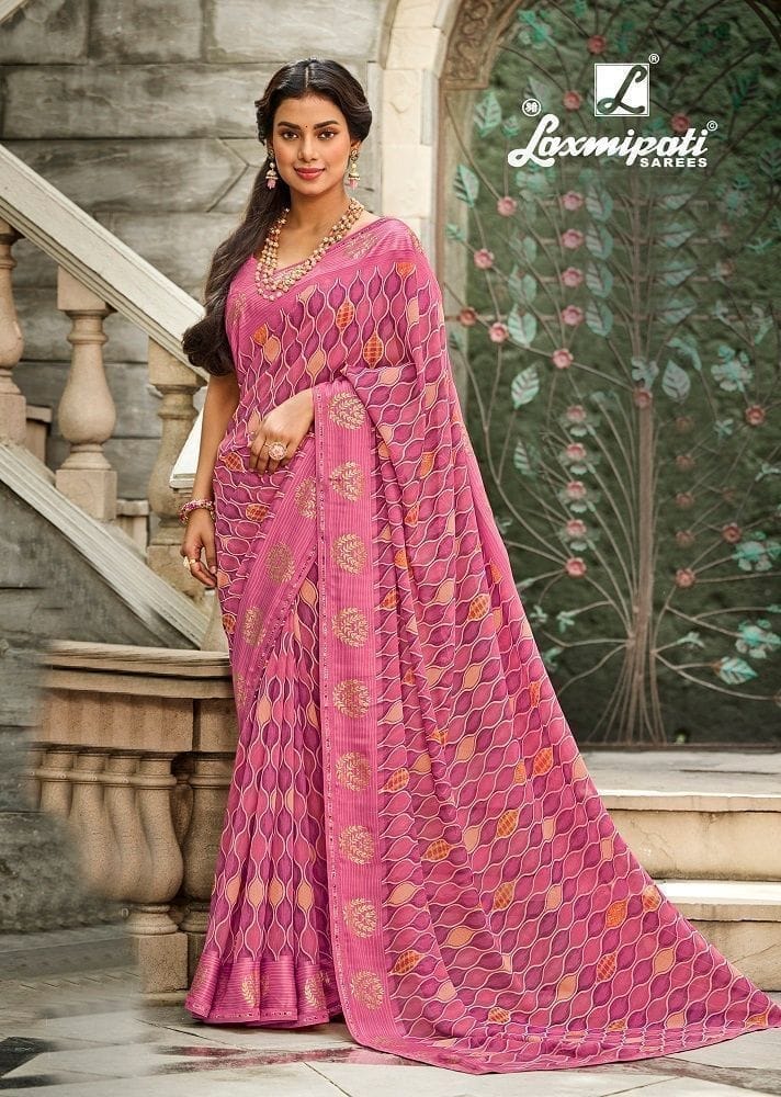 Multicolor Color Georgette,Viscose Printed Saree With Fancy Border And Fancy Blouse Piece - Sarees | Buy online on ZillyBuy