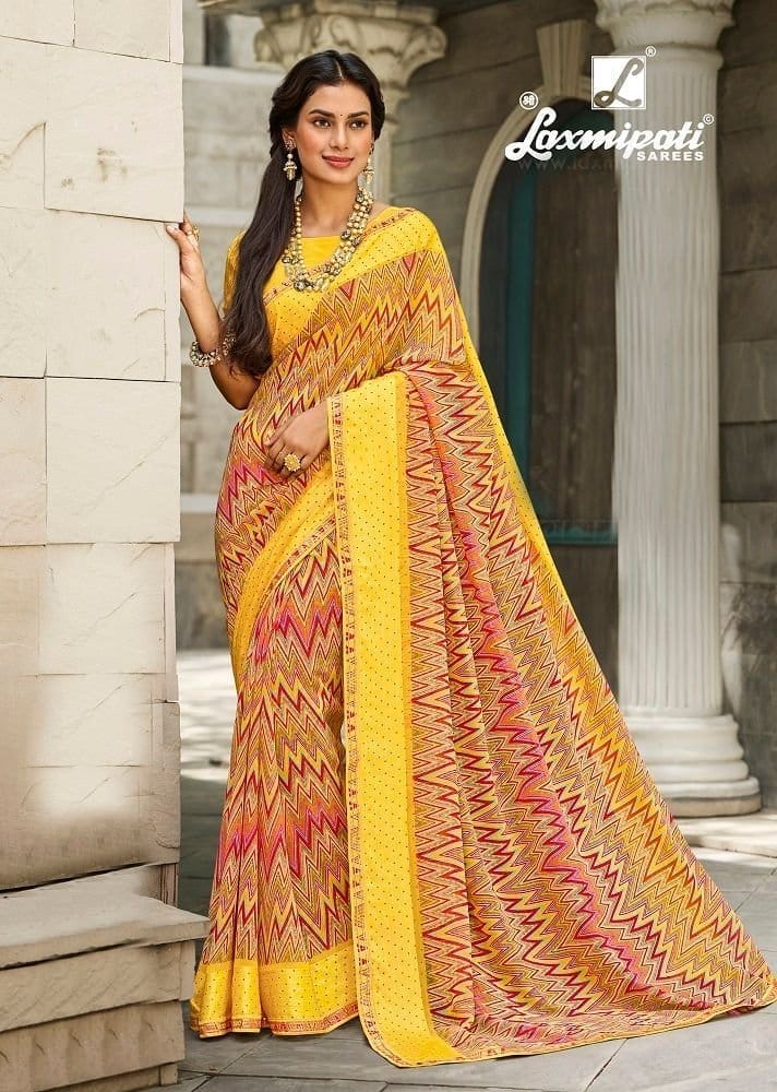 Multicolor Color Georgette With Viscose Border Saree With Fancy Border And Fancy Blouse Piece