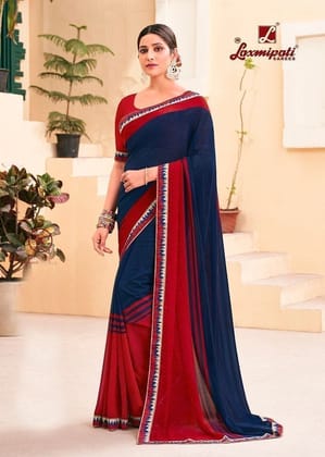 Digital Printed Georgette Saree in Blue