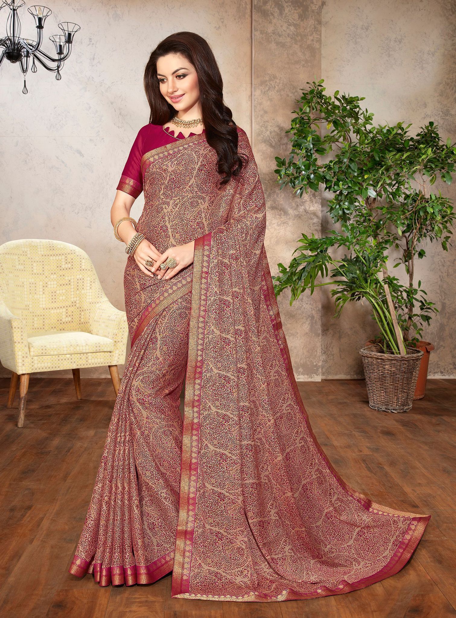 Multicolor Color Georgette Fabric Printed Saree With Fancy Border And Fancy Blouse Piece